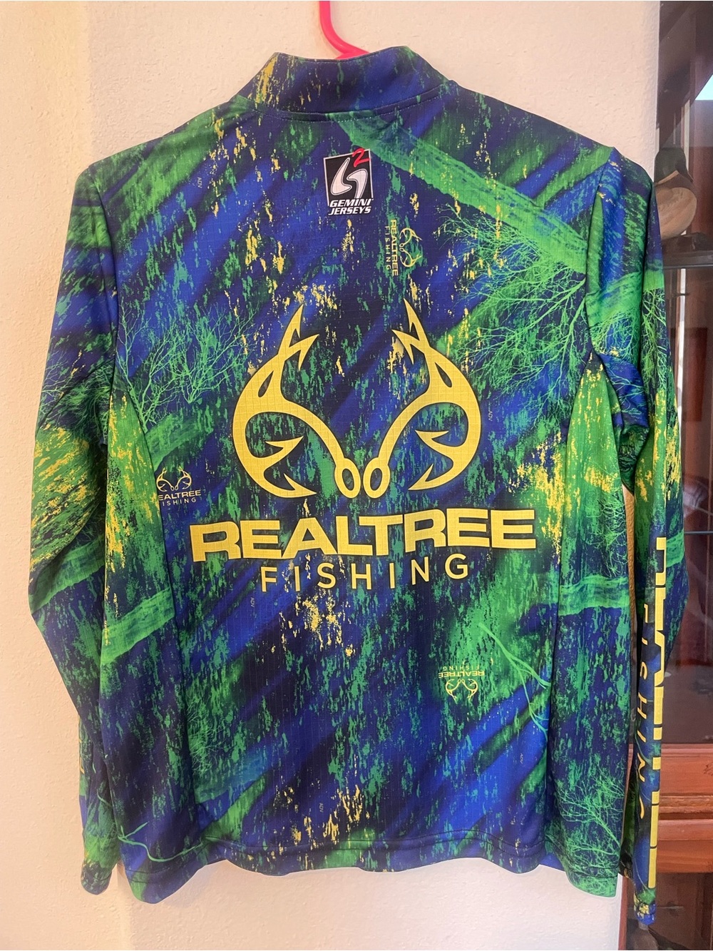 Realtree Fishing Long Sleeve Performance Shirt - Blue, Green & Yellow